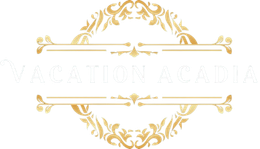 Gold ornate floral frame on white background with faint “Vacation Academy” text in the center