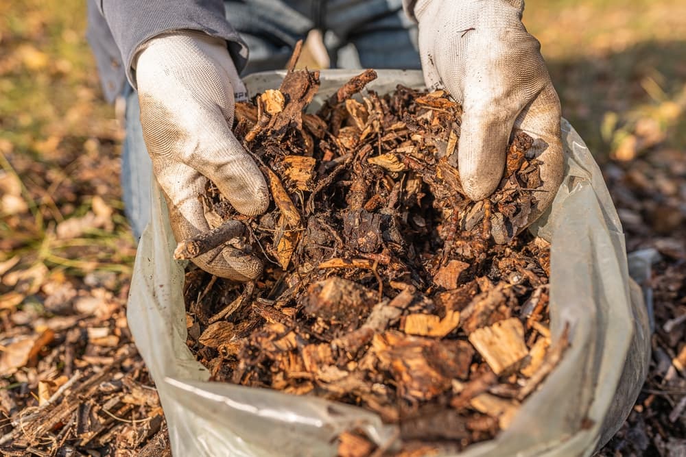 Ground Wood Chips In Bag For Mulching Beds - Tree Services In Newcastle, NSW