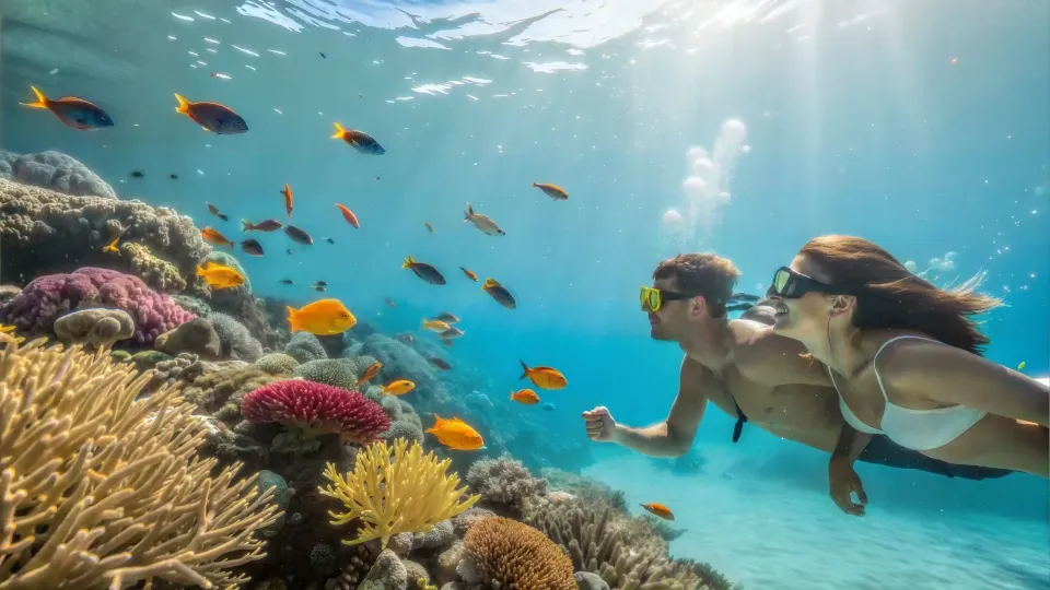 Snorkel en el mar de San Andrés, actividad cercana al Hotel Aquamare para quienes buscan hospedaje bien ubicado en la isla.