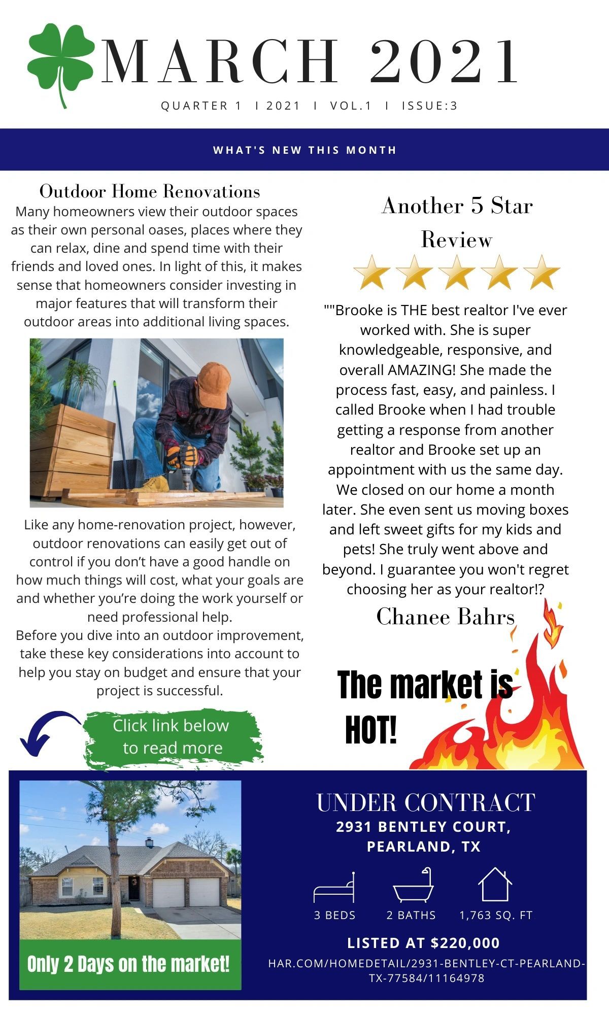 March 2021 Newletter Page 1 — Pearland, TX — Thedford Real Estate Group March 2021 Newletter Page 1 — Pearland, TX — Thedford Real Estate Group