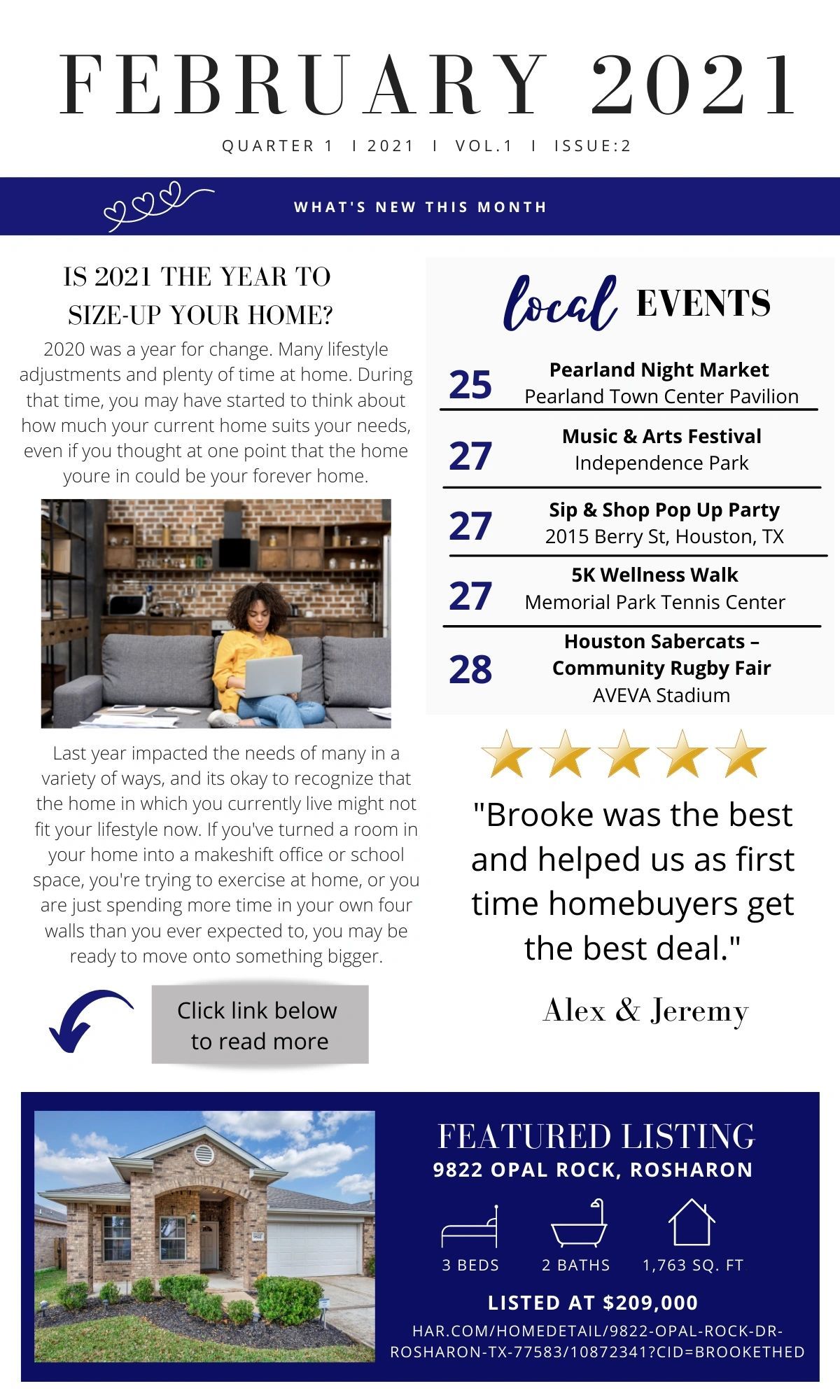 February 2021 Newletter Page 1 — Pearland, TX — Thedford Real Estate Group February 2021 Newletter Page 1 — Pearland, TX — Thedford Real Estate Group
