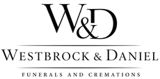 Westbrook & Daniel funerals and cremations logo in black serif text with W&D monogram