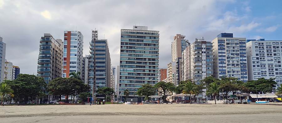 A front view of Santos' leaning buildings A front view of Santos' leaning buildings