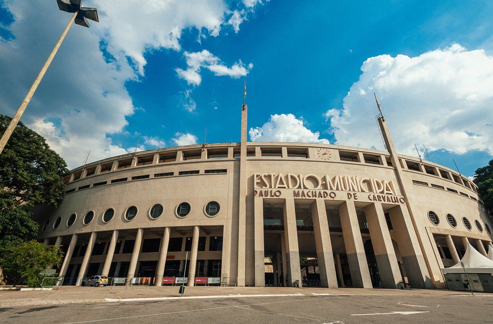Pacaembu Stadium in Sao Paulo on Praça Charles Miller.