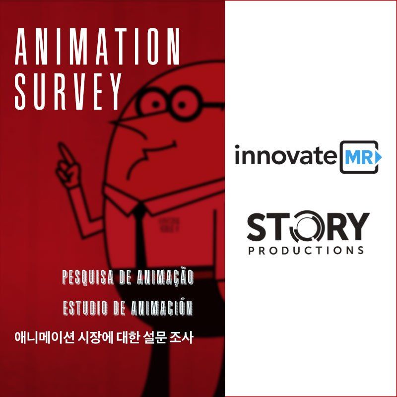 A poster for an animation survey by innovate mr and story productions