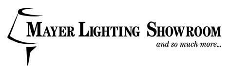 Logo for Mayer Lighting Showroom, with a stylized lamp icon and the tagline
