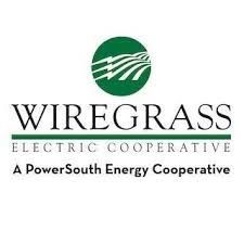 Wiregrass Electric Cooperative logo with green circle emblem and company name.
