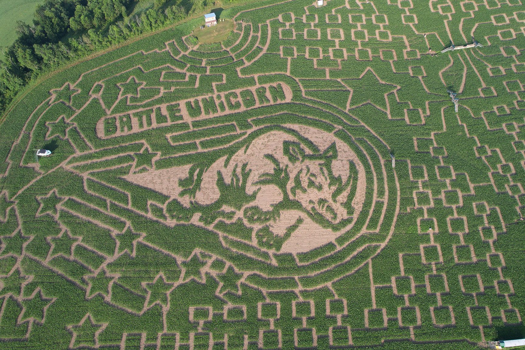 Postcard of the 2023 Maze design at the Great Vermont Corn Maze
