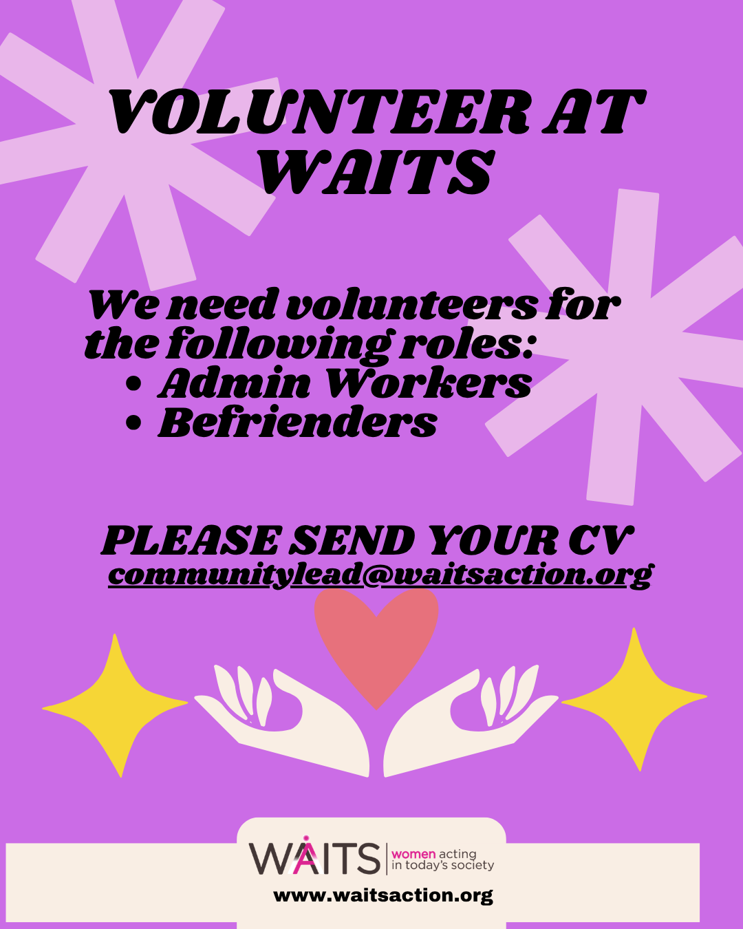 Click image to enlarge WAITS volunteer recruitment flyer