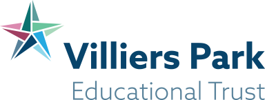 Villiers Park Educational Trust logo with teal, navy, and pink star icon and blue text