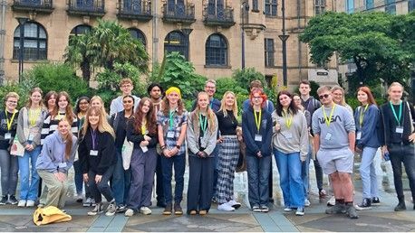 Image of the students and staff on a tour of the university and local area
