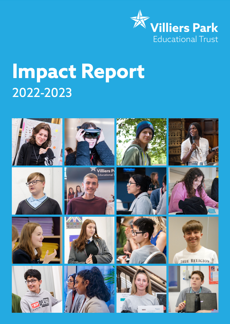 Villiers Park Educational Trust Impact Report 2022-2023 cover with a collage of student photos