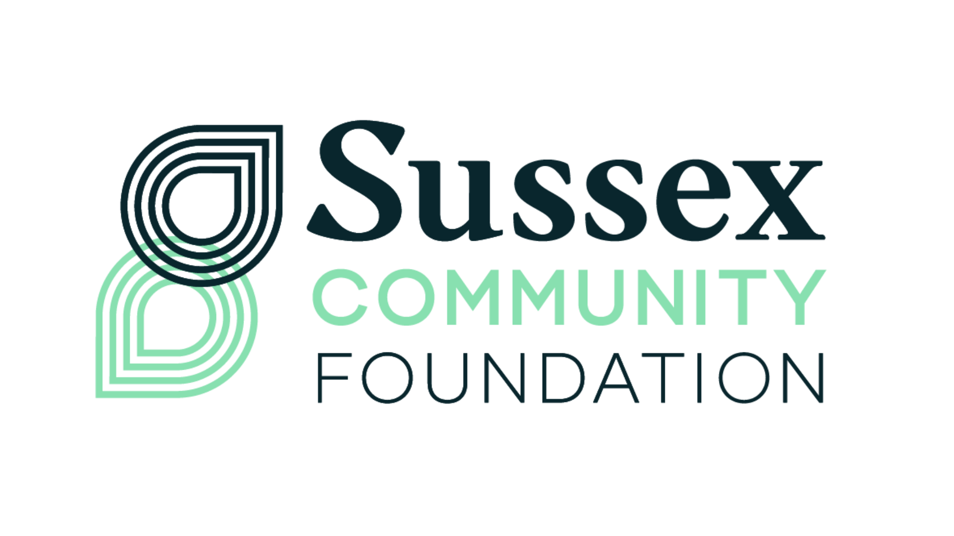 Sussex Community Foundation logo with teal and black stylized emblem and text