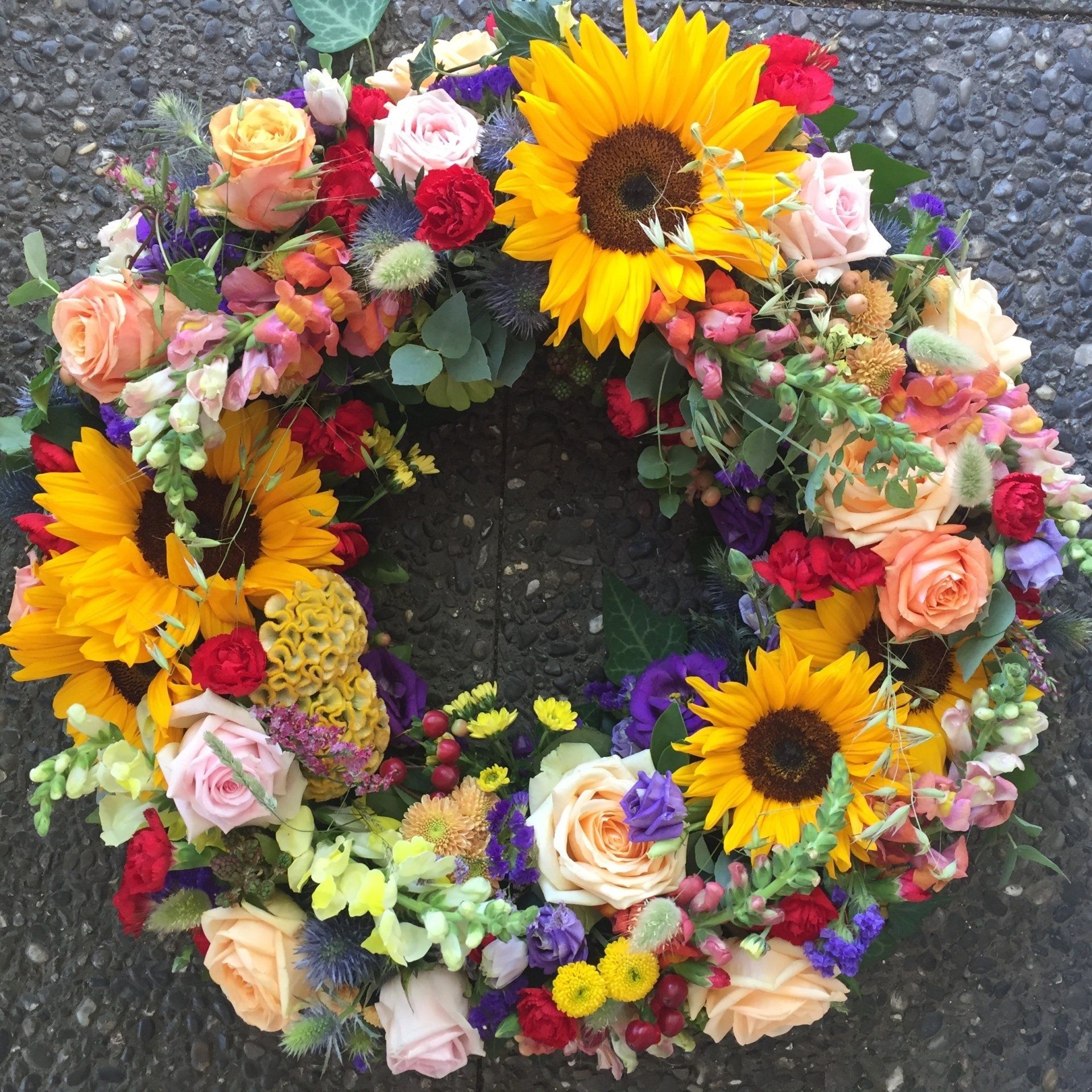 Blumenkranz mit Sonnenblumen