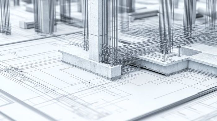 3D reinforcing steel model and rebar detailing drawings for a concrete structure
