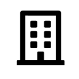 Icono negro de un edificio con ventanas, que representa un negocio u oficina.