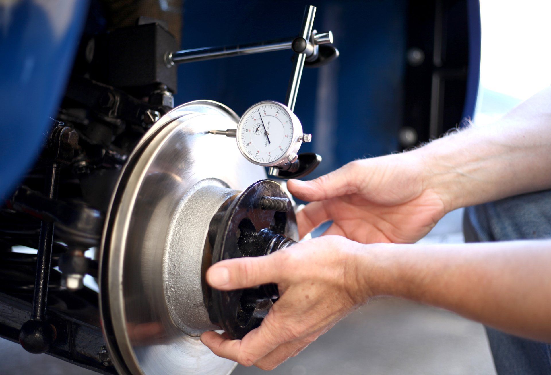 Measuring Car Brake — Miami, FL — Manny's Auto Service Inc