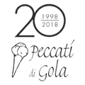 Logo con la scritta “20 1998–2018 Peccati di Gola” e l'illustrazione di un cono gelato.