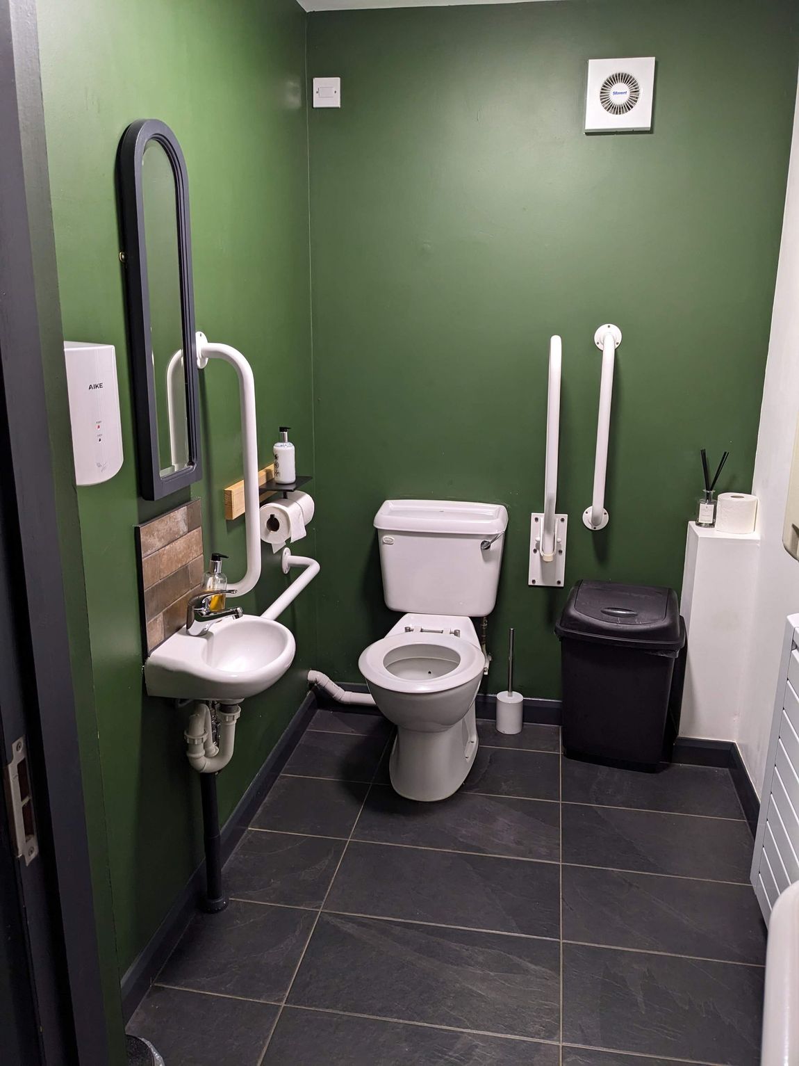 Toilet with safety rail