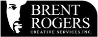 Brent Rogers Creative Services, Inc. logo with black background and white text and face silhouette