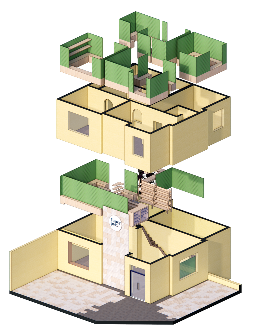 Se está construyendo un modelo 3D de una casa.