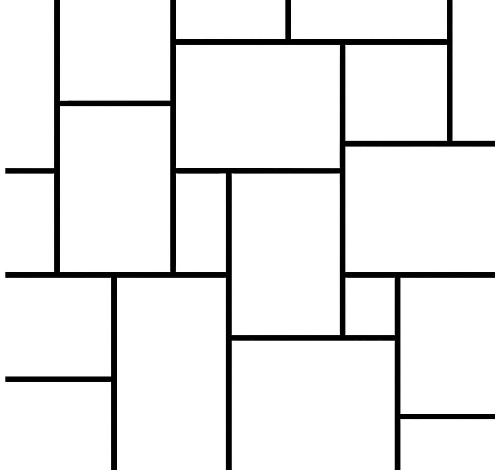 Tiled pattern of irregularly sized white rectangles separated by black lines.