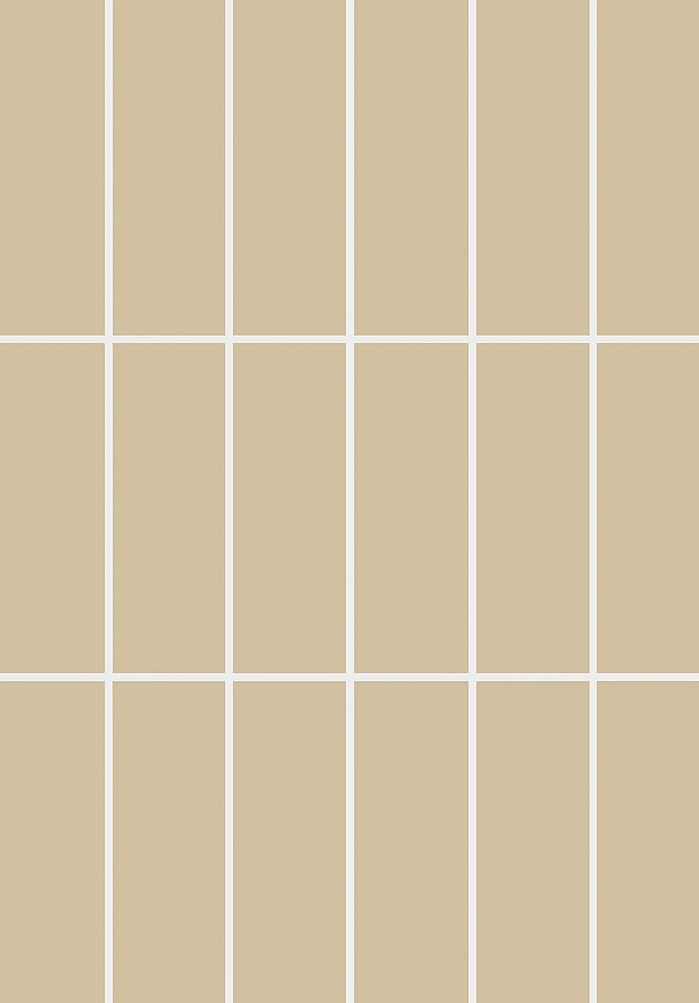Beige tiles with white grid lines.