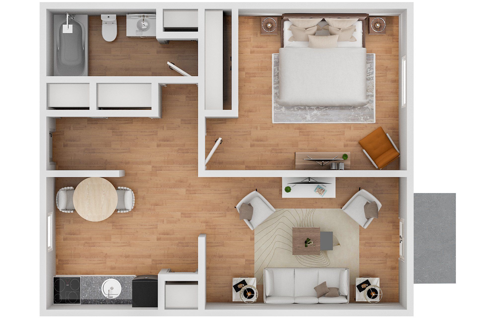 1 Bed, 1 Bath