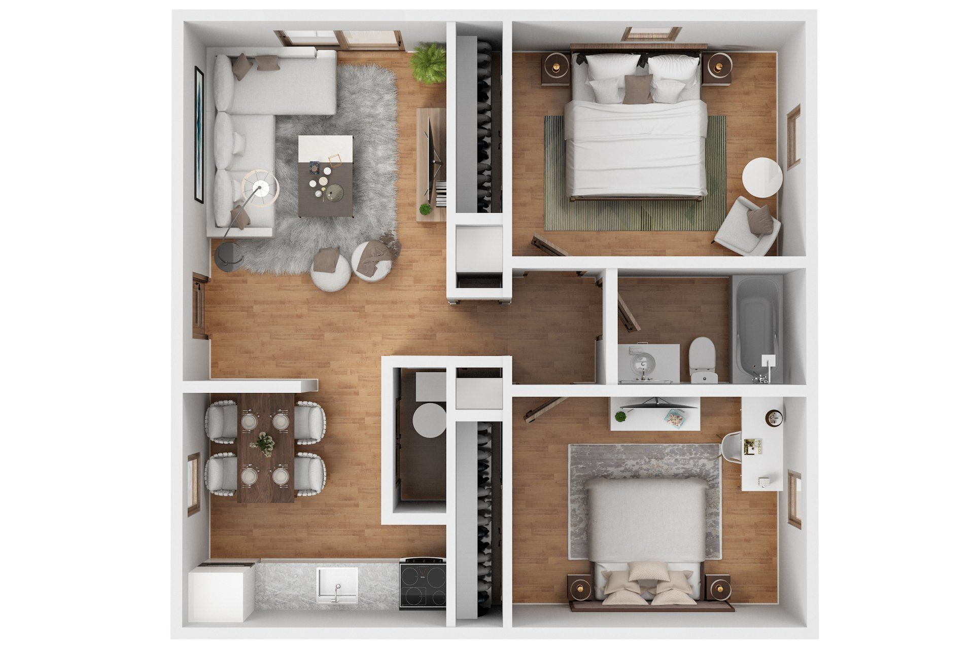 2 Bed, 1 Bath
