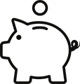 Piggy bank with coin dropping in.