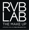 RVB LAB The Make Up logo on black background. White text.