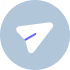 Telegram app logo, a white paper airplane inside a light blue circle with a purple line through it.
