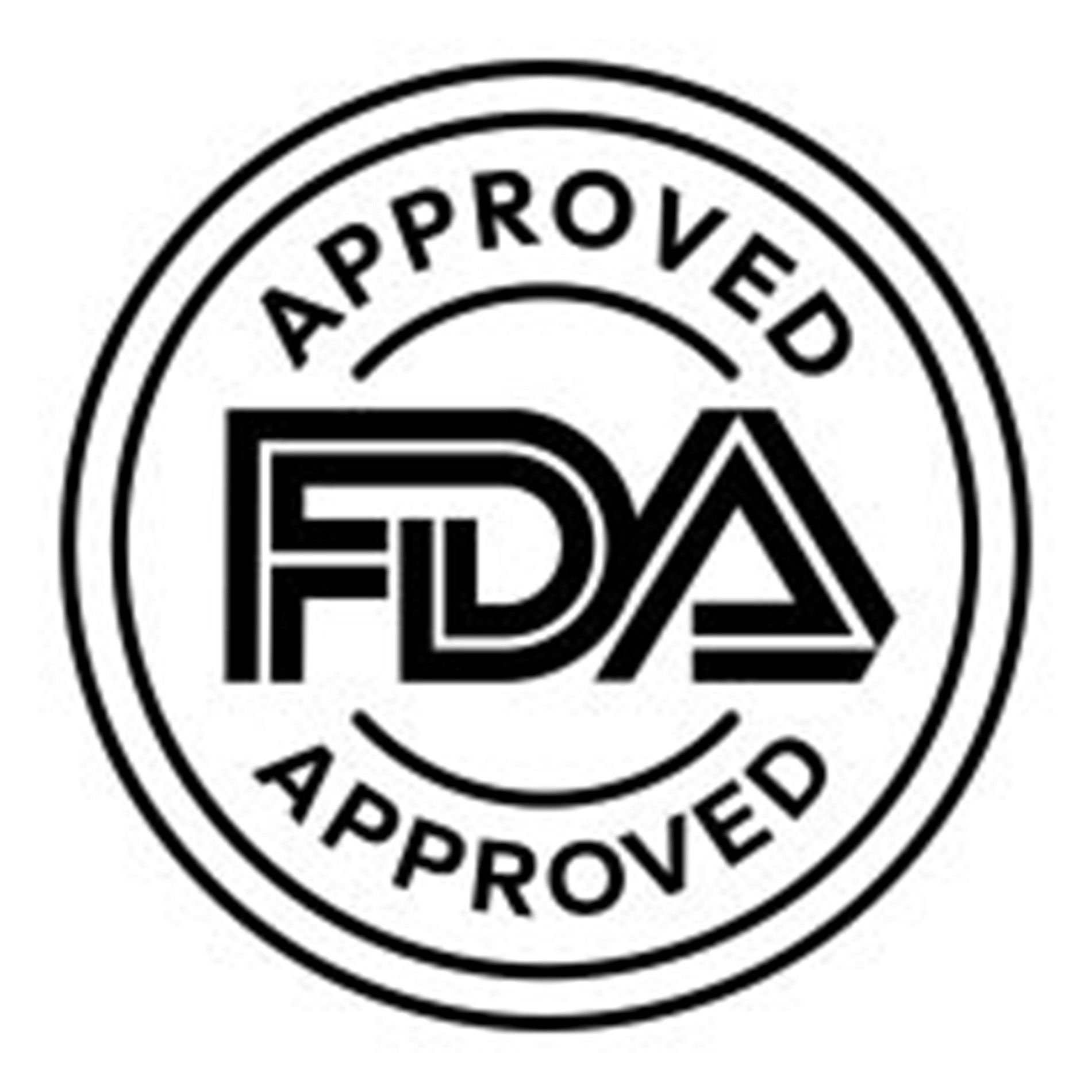 FDA approved seal. Text reads 