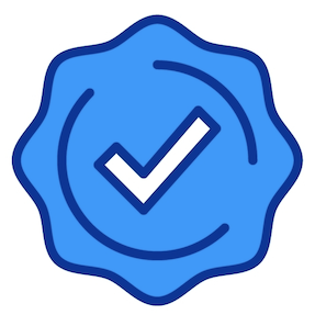 Blue verified badge with a white checkmark.