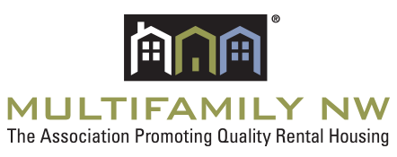 Logo for Multifamily NW with three stylized houses in a black box, over text that reads