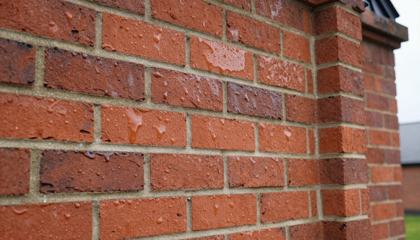 Voegwerk impregneren bij een gemetselde gevel en schoorsteen