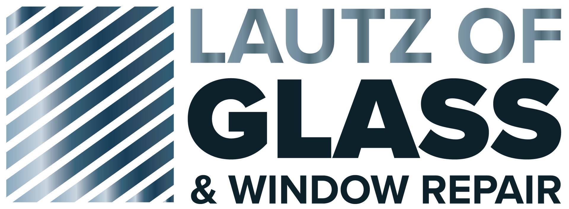 Logo for Lautz of Glass & Window Repair, with dark blue