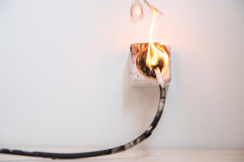 burning electrical outlet