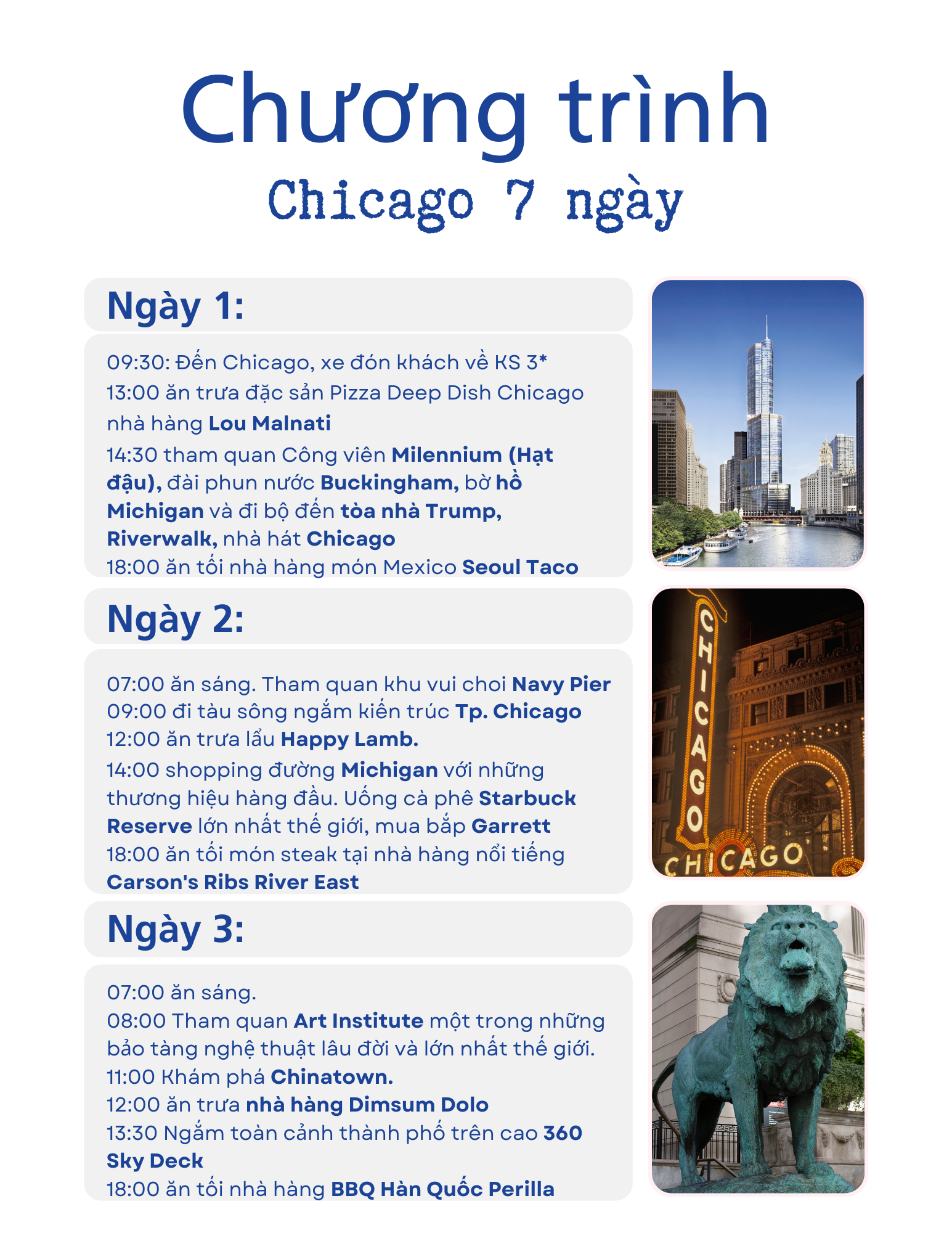 Tour Mỹ - Chicago - 7 ngày cao cấp