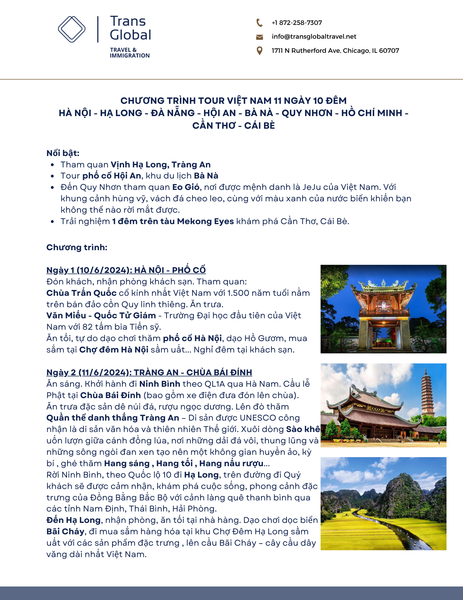 Việt Nam 11 ngày - Hà Nội, Hạ Long, Tràng An, Đà Nẵng, Hội An, Bà Nà, Quy Nhơn, Cần Thơ
