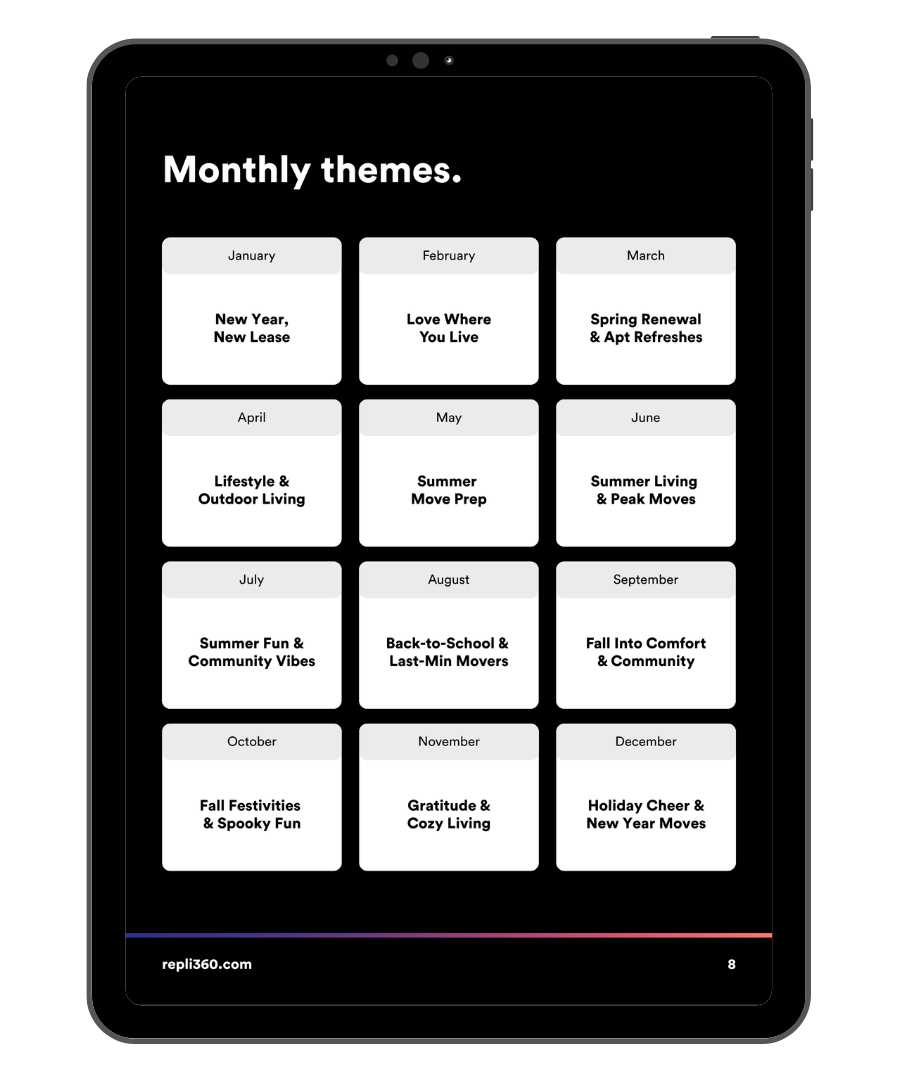 A digital calendar grid on a tablet screen, titled 