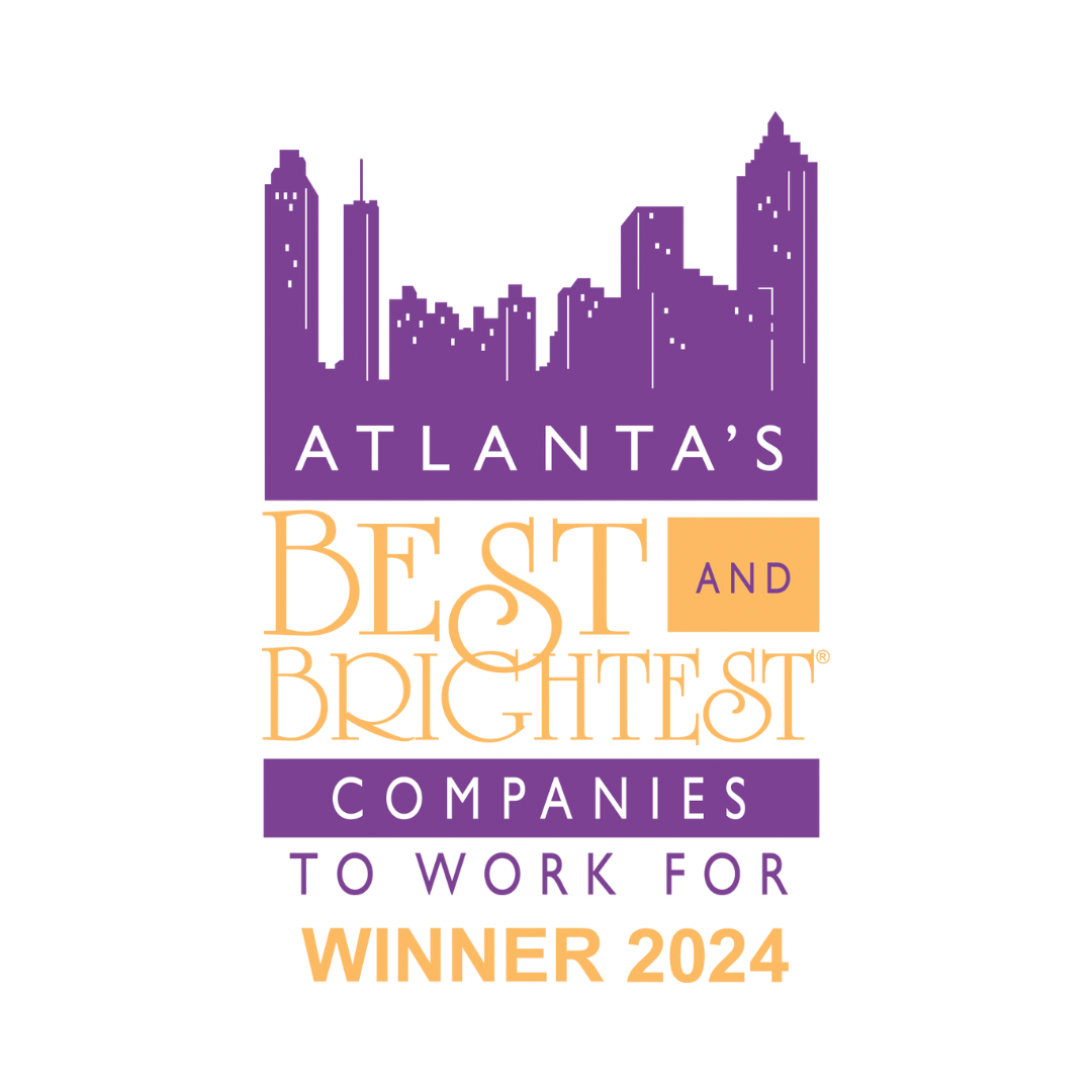 Purple and gold award logo for