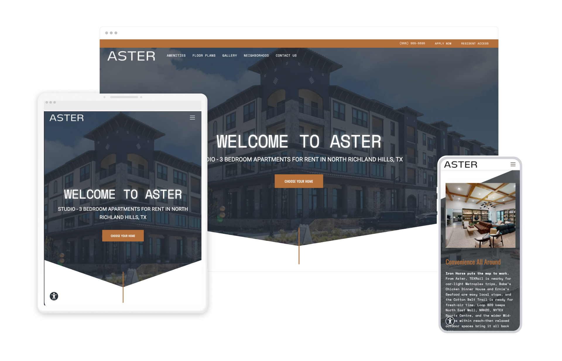 Aster Property Website Theme on Tablet and Mobile
