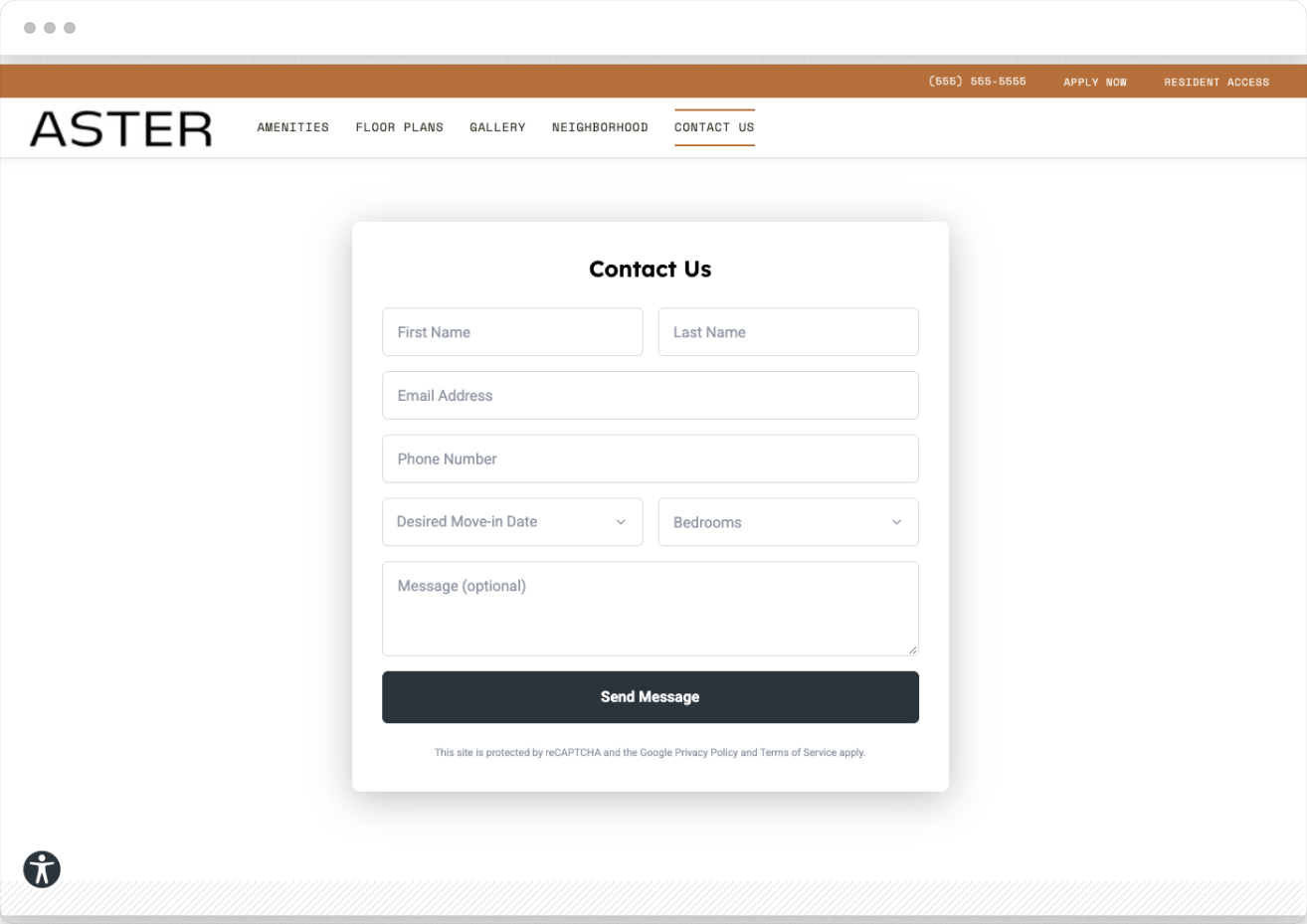 Contact Us Page Preview of Aster Property Website Theme
