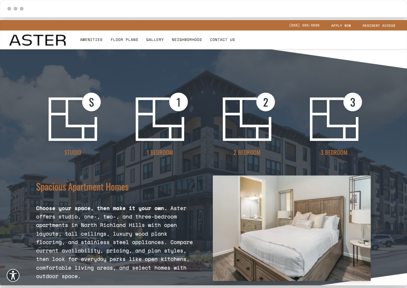 Floor Plans Highlight Preview of Aster Property Website Theme
