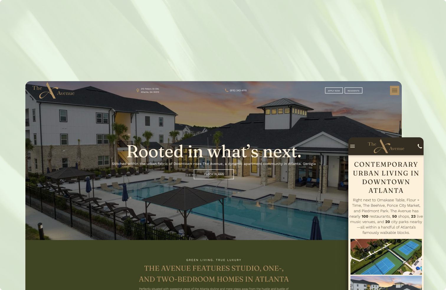 A screenshot of a website showing a house and a pool.