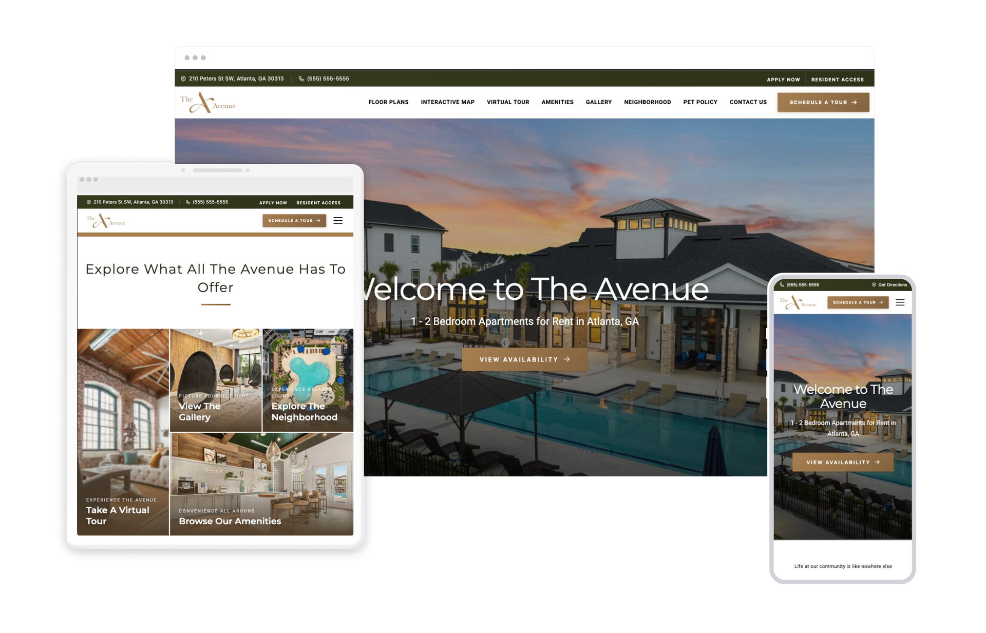 Avenue Property Website Theme on Tablet and Mobile