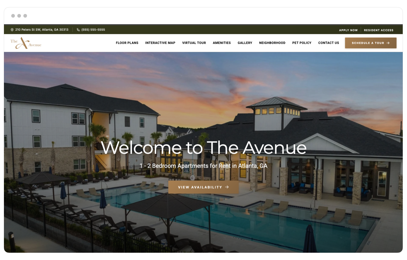 Avenue theme displayed on desktop