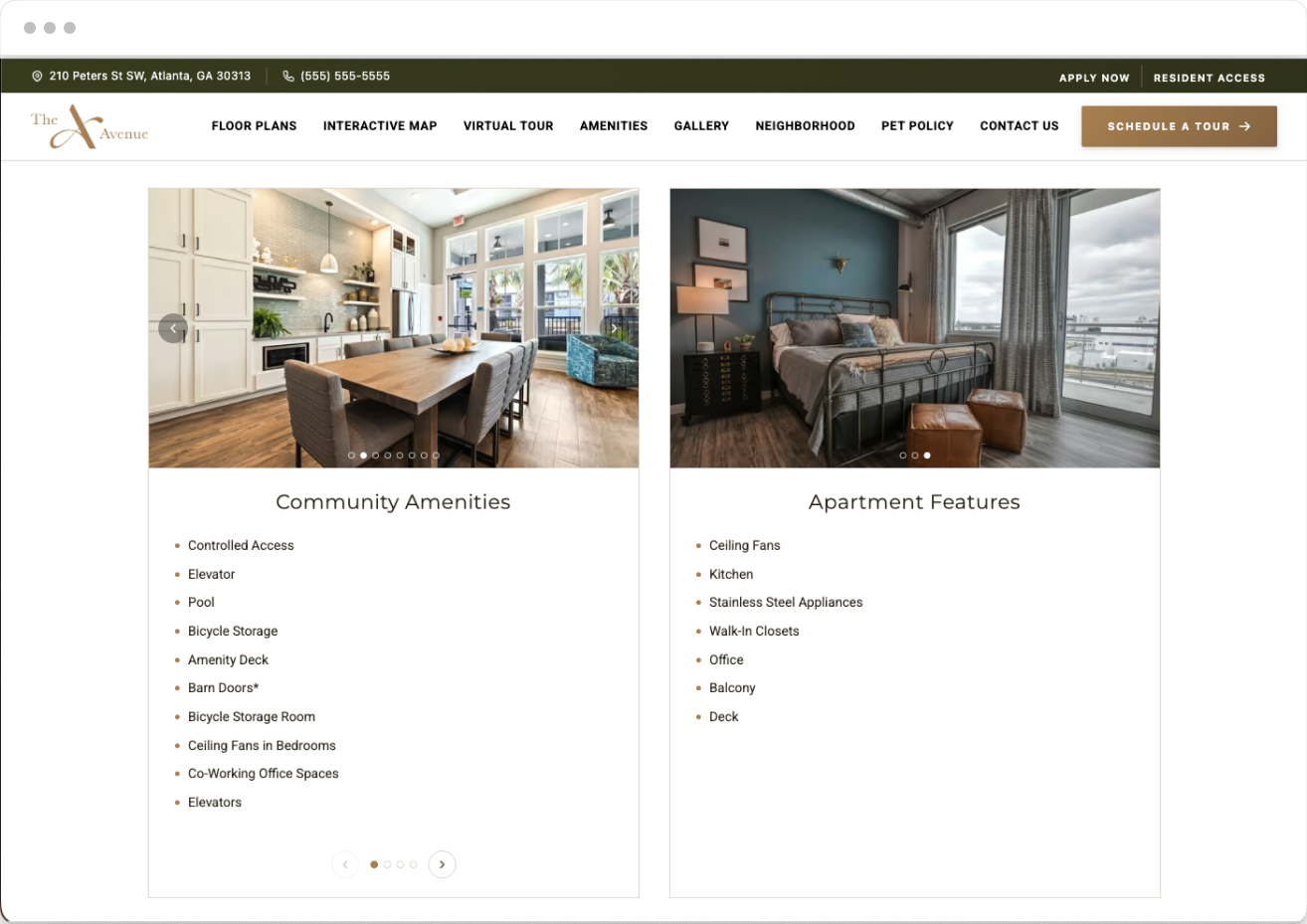 Amenities Page of Avenue Property Website Theme