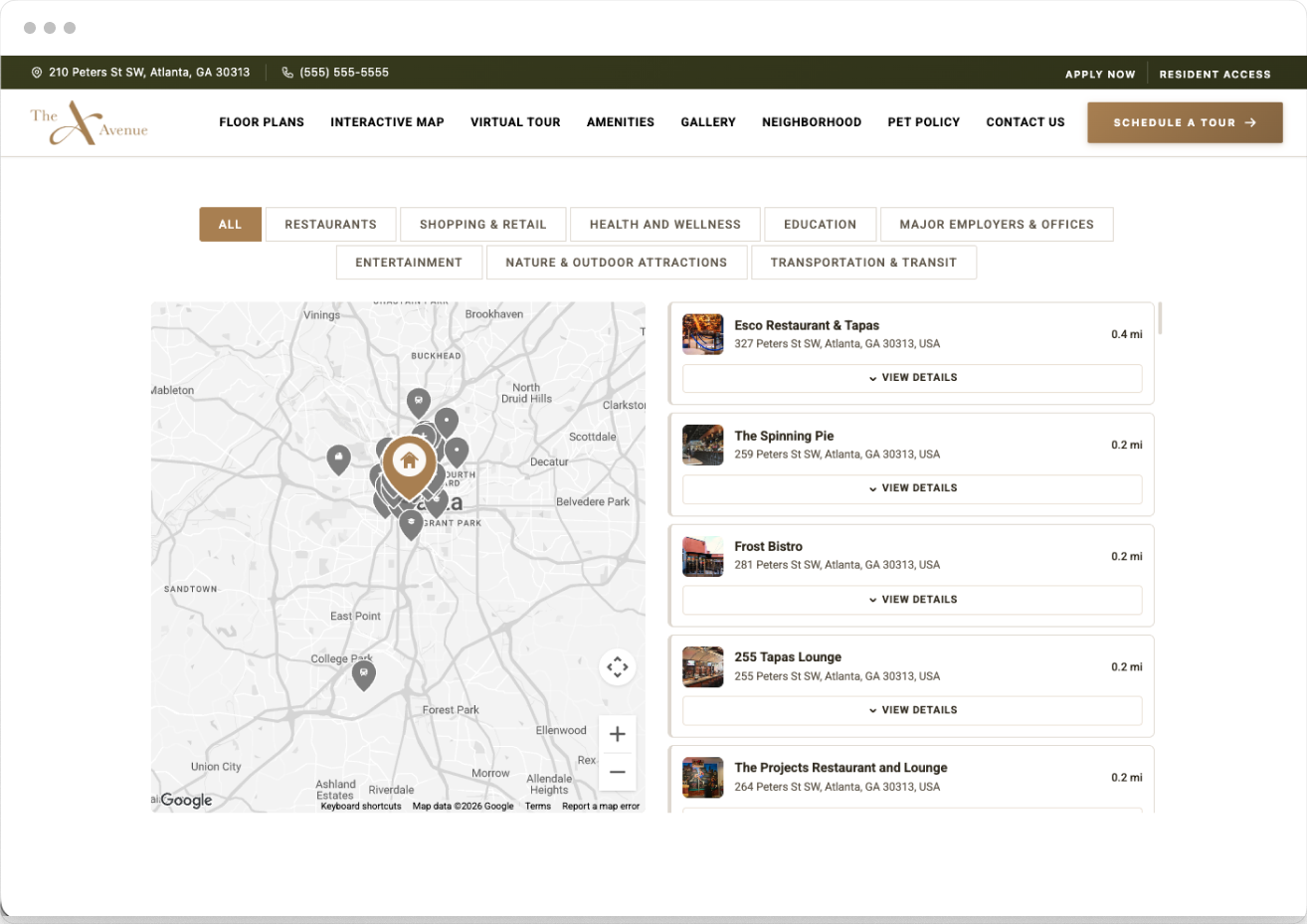 Neighborhood Page Preview of the Avenue Property Website Theme